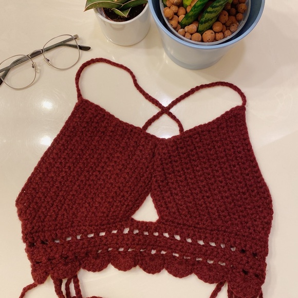 Burgundy Crochet Bralette - Picture 2 of 2